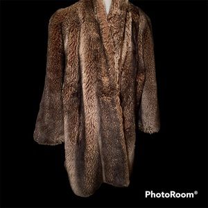 Vintage Faux Fur Knee Length Coat SZ L